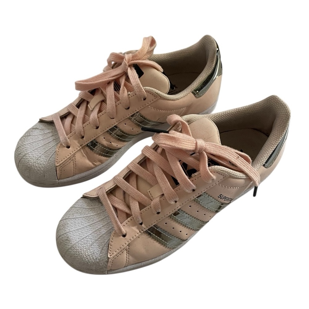 Adidas Pink Metallic-Trim Superstar Sneakers US 6